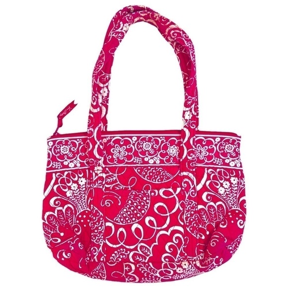Vera Bradley Handbags - Vera Bradley Twirly Birds Mandy Shoulder Bag Purse Pink & White Swirly Floral